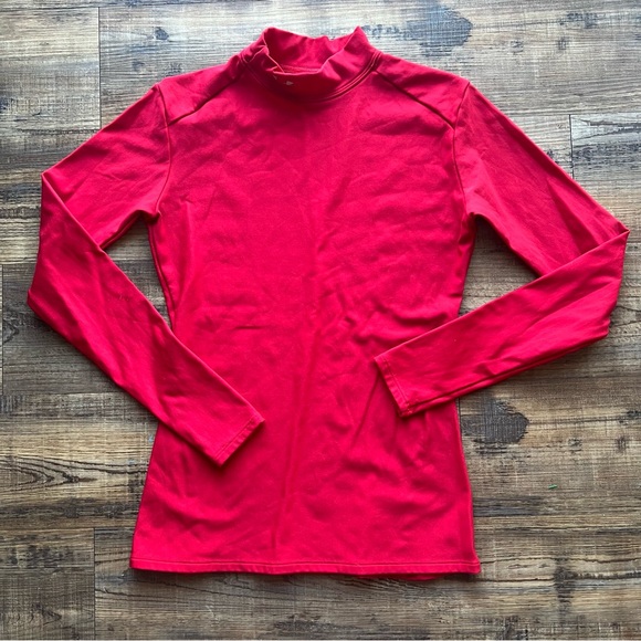 Under Armour Youth Coldgear Fitted Long Sleeve Red Mock Neck Poly Shirt Size Md - Picture 1 of 7